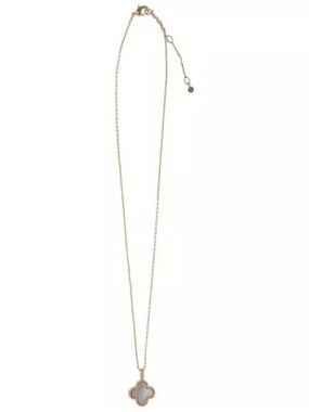 New Gold Clover Pendant Necklace with White Mother-of-Pearl Accent 16”